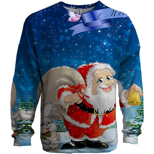 3D свитшот с новогодним Сантой (вид спереди)