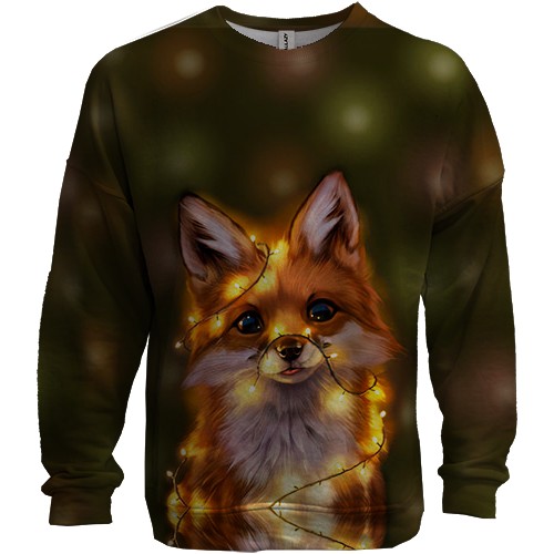 3D світшот Лисеня та гірлянда (вид спереду)