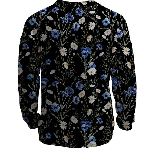 3D світшот з ромашками та волошками (АРТ) (вид ззаду)