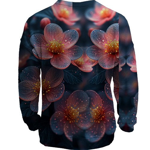 3D свитшот с полупрозрачными арт цветами (вид сзади)