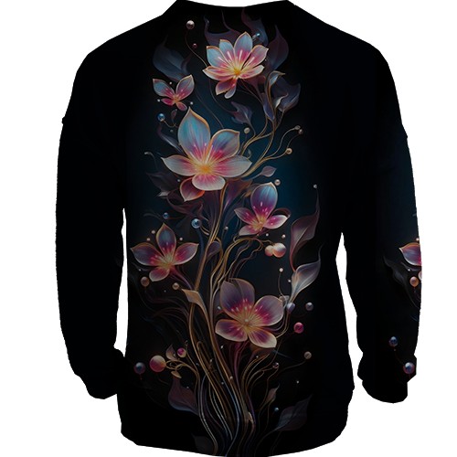 3D свитшот с декоративными арт цветами (вид сзади)