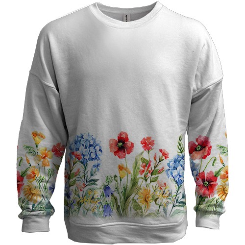 3D свитшот с цветочным орнаментом понизу (вид спереди)