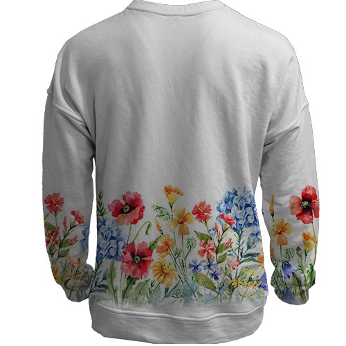 3D свитшот с цветочным орнаментом понизу (вид сзади)