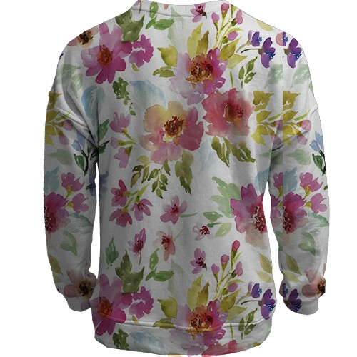 3D свитшот с акварельными цветами (вид сзади)