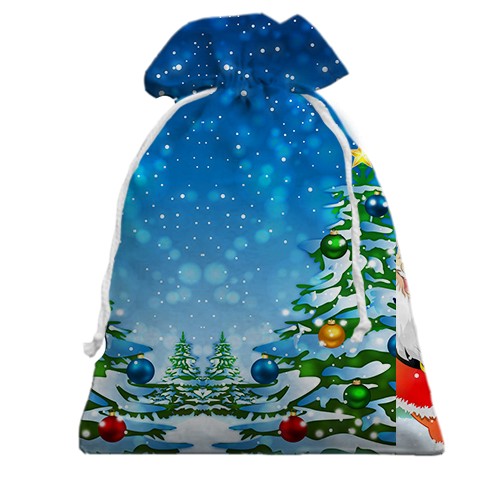 3D Подарунковий мішечок з новорічним Сантою (вид ззаду)