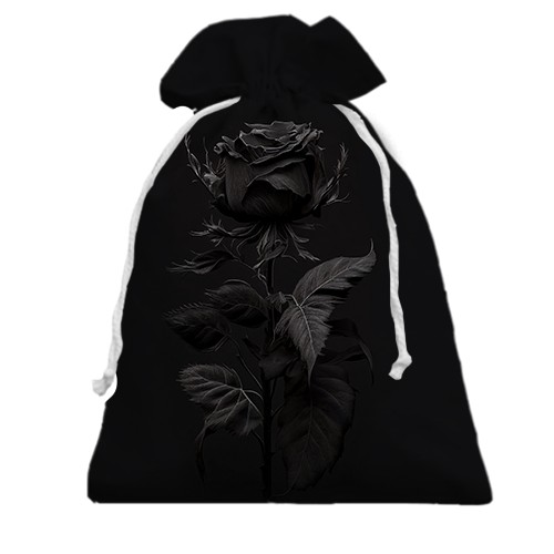 3D Подарунковий мішечок з чорною трояндою (вид спереду)