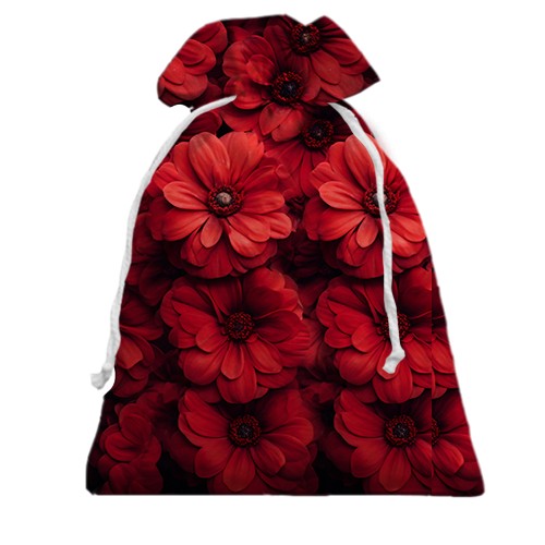 3D Подарунковий мішечок з червоними хризантемами (вид ззаду)