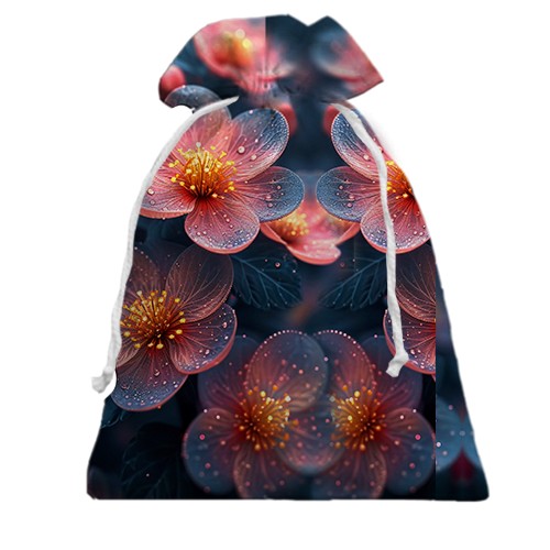 3D Подарунковий мішечок з напівпрозорими арт-квітами (вид ззаду)