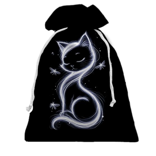 3D Подарунковий мішечок з димчастою кішкою (вид спереду)