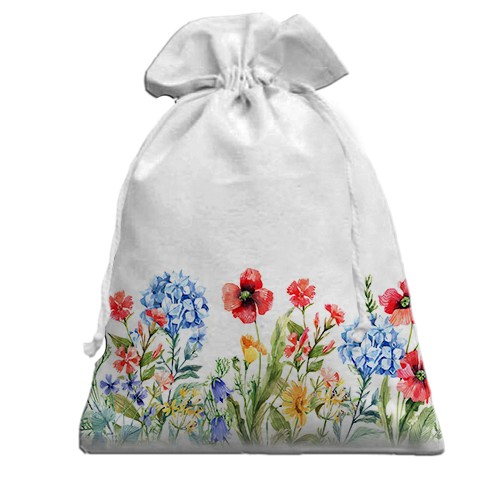 3D Подарунковий мішечок з квітковим орнаментом знизу (вид спереду)