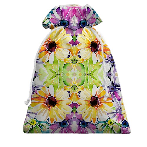 3D Подарунковий мішечок Квітковий калейдоскоп (вид спереду)