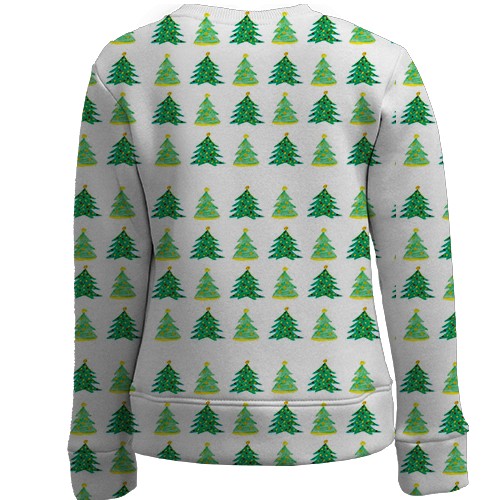 Дитячий 3D світшот з намальованими ялинками (вид ззаду)