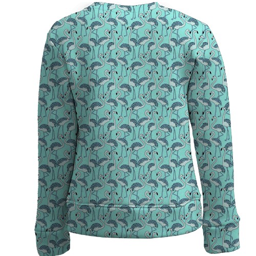 Детский 3D свитшот с синими фламинго (вид сзади)