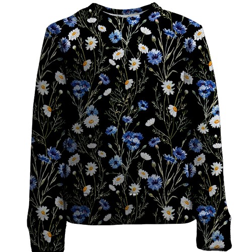 Дитячий 3D світшот з ромашками та волошками (АРТ) (вид спереду)