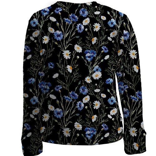 Дитячий 3D світшот з ромашками та волошками (АРТ) (вид ззаду)