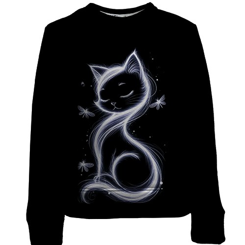 Детский 3D свитшот с дымчатой кошкой (вид спереди)