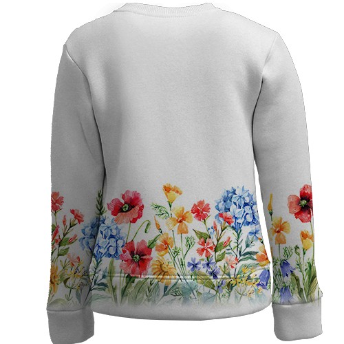 Детский 3D свитшот с цветочным орнаментом понизу (вид сзади)