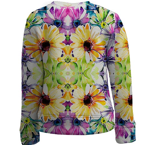 Дитячий 3D світшот Квітковий калейдоскоп (вид ззаду)