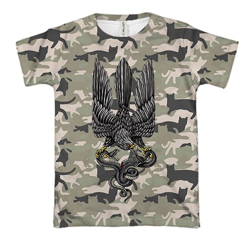 3D футболка Сокол со змеей (Котофляж) (вид спереди)