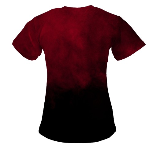 Жіноча 3D футболка з червоно-чорним димом (вид ззаду)