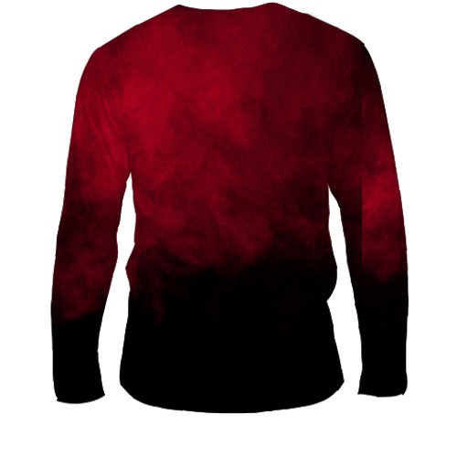 Мужской 3D лонгслив Красно-черный дым с Тризубом (вид сзади)