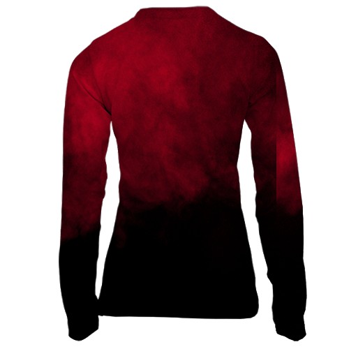 Женский 3D лонгслив Красно-черный дым с Тризубом (вид сзади)