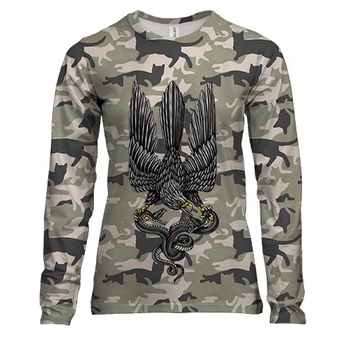 Жіночий 3D лонгслів Сокіл зі змією (Котофляж) (вид спереду)