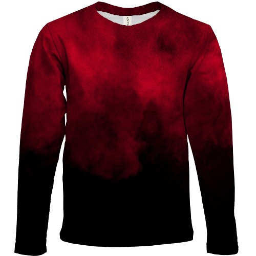 Дитячий 3D лонгслів з червоно-чорним димом (вид спереду)