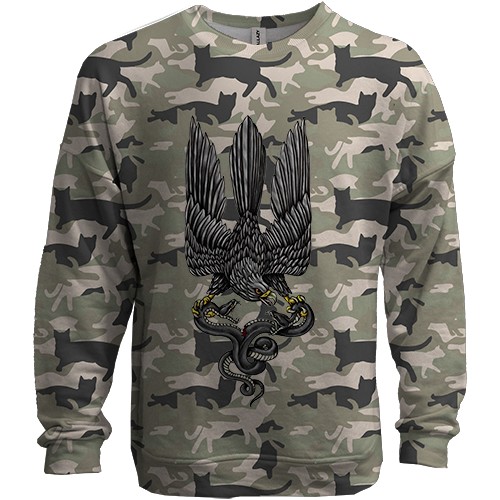 3D світшот Сокіл зі змією (Котофляж) (вид спереду)