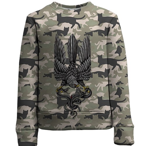 Дитячий 3D світшот Сокіл зі змією (Котофляж) (вид спереду)