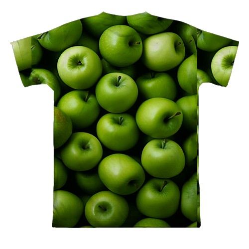 3D футболка Зеленые яблоки (вид сзади)