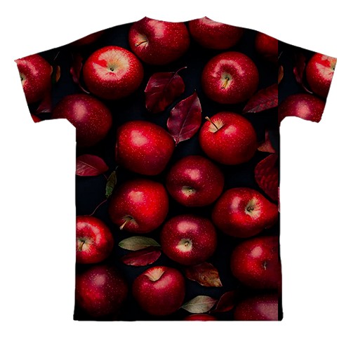 3D футболка Красные яблоки (вид сзади)