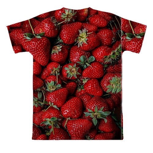 3D футболка Полуниця (вид ззаду)