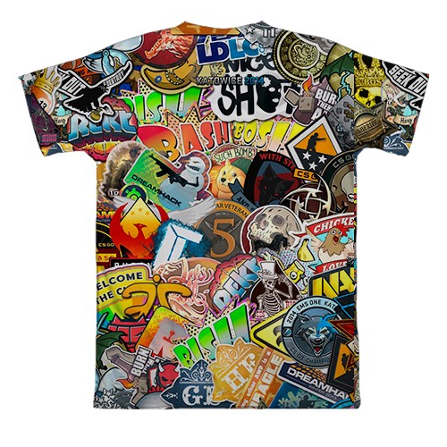 3D футболка CS 2 - Sticker Bombing (вид сзади)