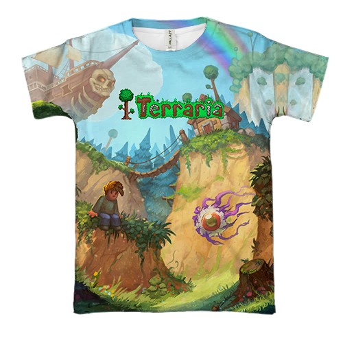 3D футболка Terraria - World art (вид спереди)