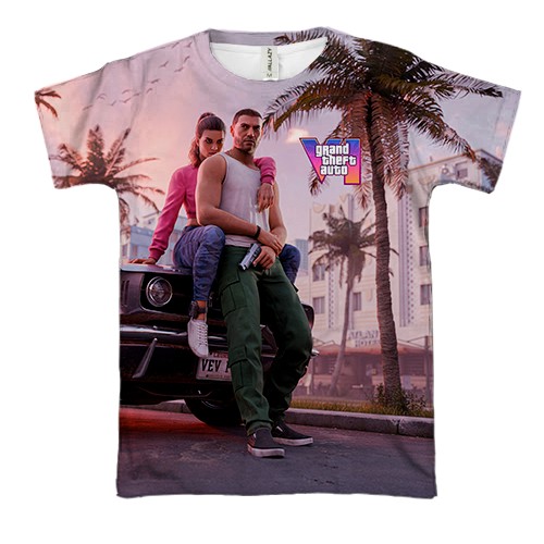 3D футболка GTA VI Miami (вид спереди)