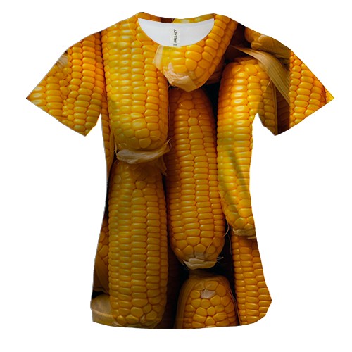 Жіноча 3D футболка Кукурудза, качани (вид спереду)