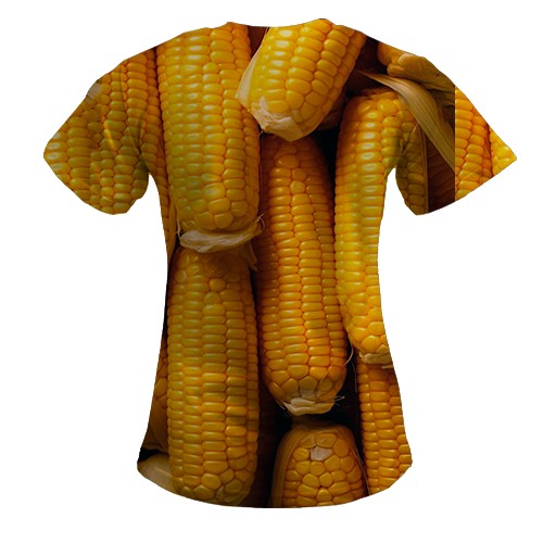 Жіноча 3D футболка Кукурудза, качани (вид ззаду)