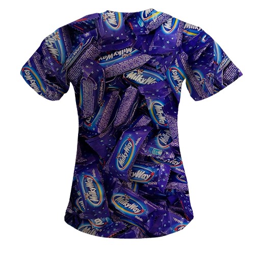 Женская 3D футболка "MilkyWay" конфета (вид сзади)
