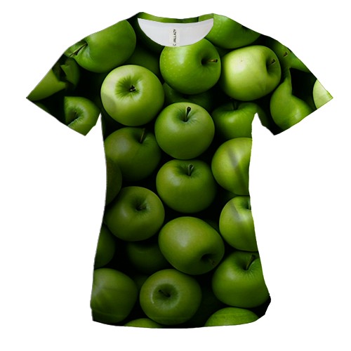 Жіноча 3D футболка Зелені яблука (вид спереду)