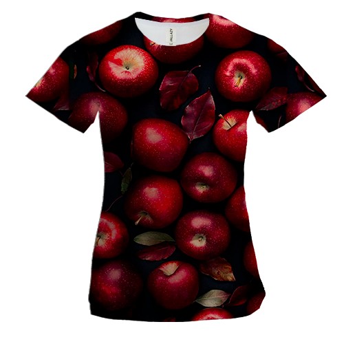 Жіноча 3D футболка Червоні яблука (вид спереду)