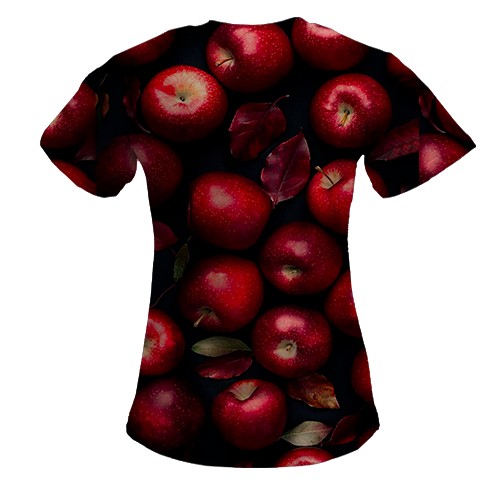 Жіноча 3D футболка Червоні яблука (вид ззаду)