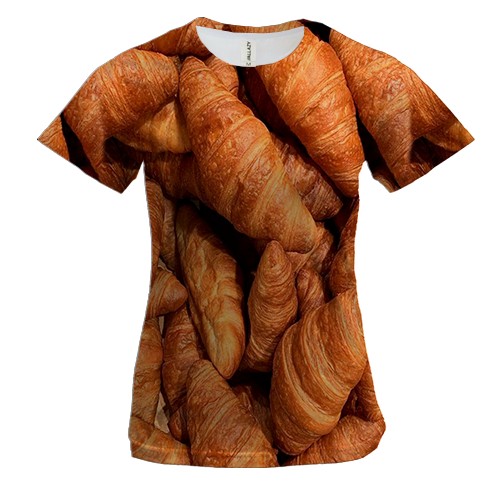 Женская 3D футболка Круассаны (вид спереди)