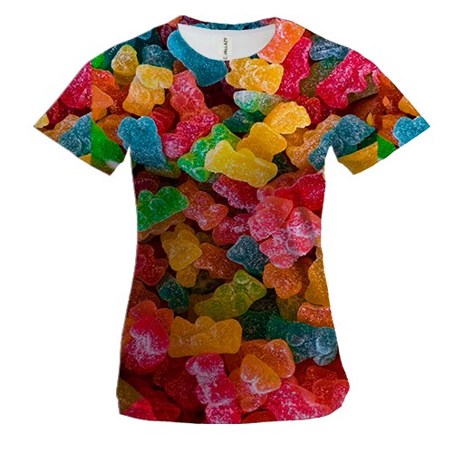 Жіноча 3D футболка Желейні ведмедики (вид спереду)