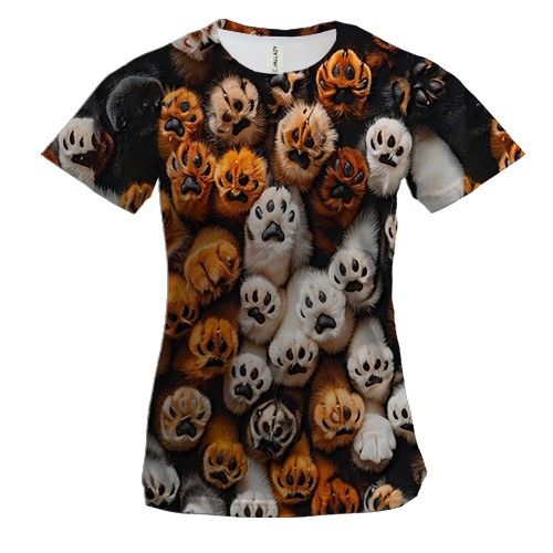 Женская 3D футболка Лапки (вид спереди)