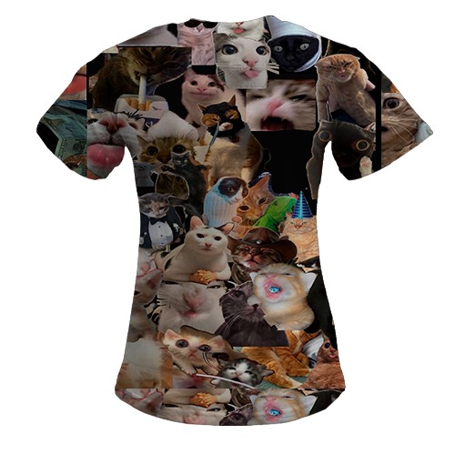 Жіноча 3D футболка Мемні коти (вид ззаду)