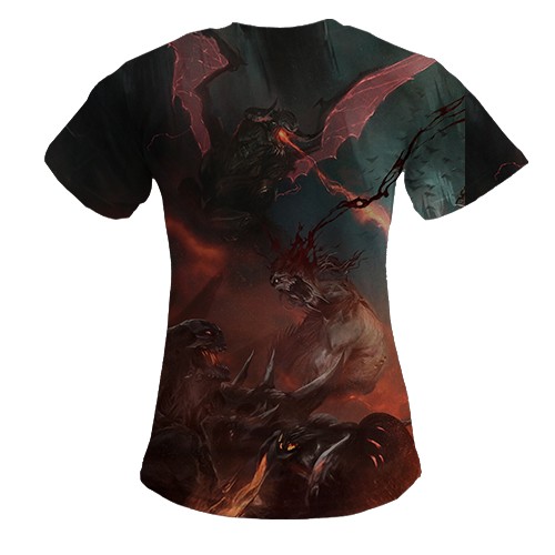 Жіноча 3D футболка DOOM "The Dark Ages" (вид ззаду)