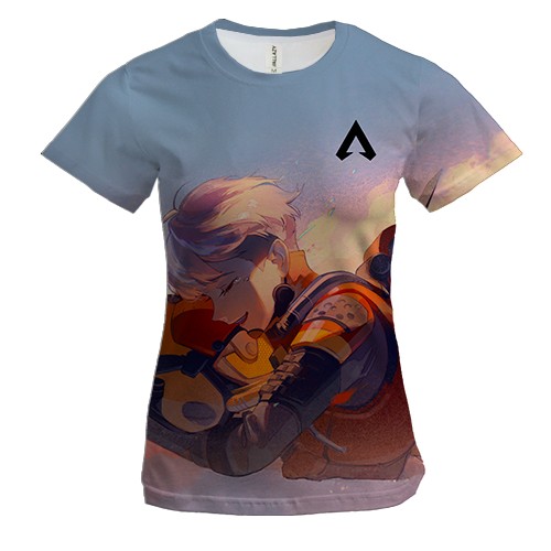 Женская 3D футболка Apex Legends - Valkyrie (вид спереди)