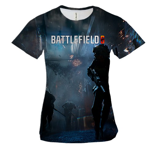 Женская 3D футболка Battlefield 6 Ночная операция (вид спереди)