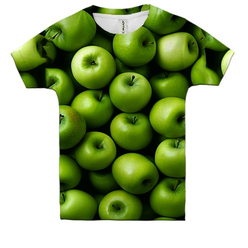 Дитяча 3D футболка Зелені яблука (вид спереду)